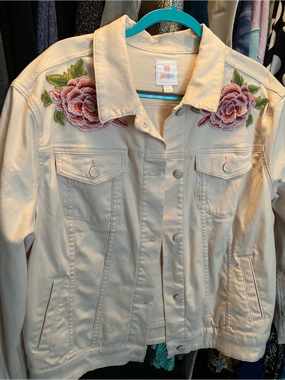 LuLaRoe pale pink denim jacket NWOT